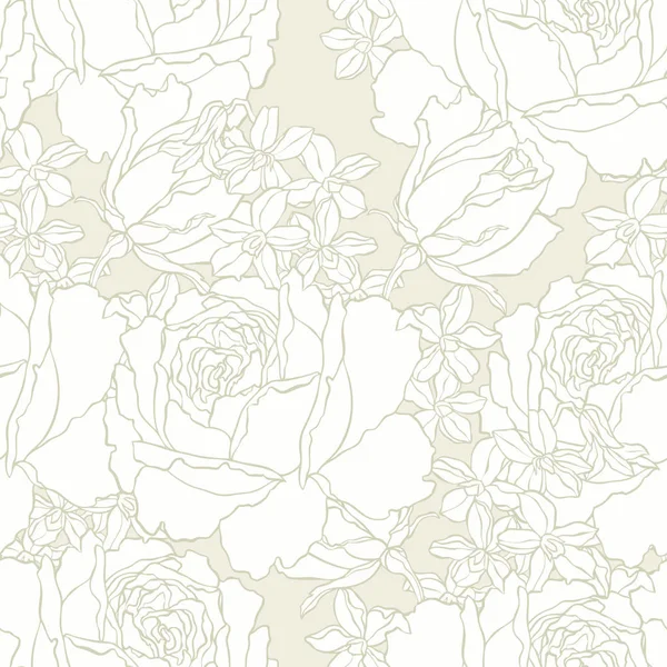 Modèle sans couture avec des fleurs roses — Image vectorielle