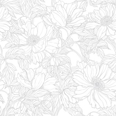 Poppy, Peonies veya gül çiçek ile Seamless Modeli