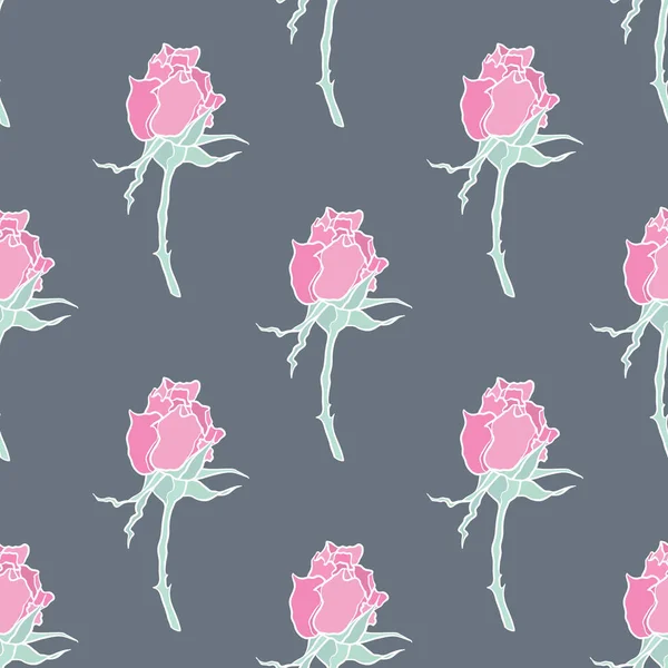 Eleganz Nahtlose Muster Mit Rosen Blumen — Stockvektor