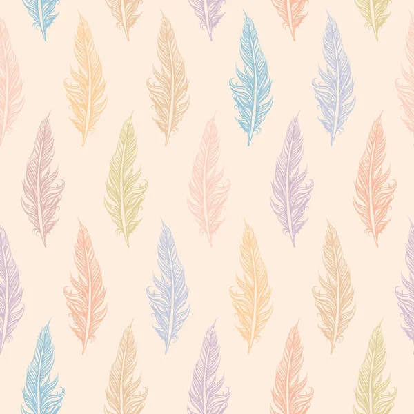 Seamless Pattern Feathers — Stock Vector