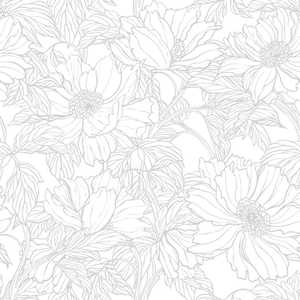 Patrón Sin Costuras Con Flores Amapola Peonías Rosas — Archivo Imágenes Vectoriales