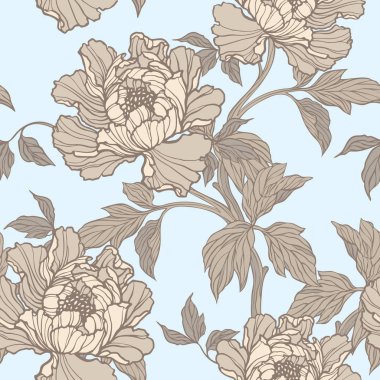 Poppy, Peonies veya gül çiçek ile Seamless Modeli