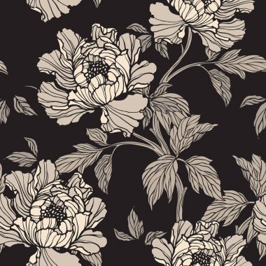 Poppy, Peonies veya gül çiçek ile Seamless Modeli