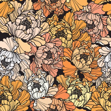 Elegance peonies veya gül çiçek ile Seamless Modeli