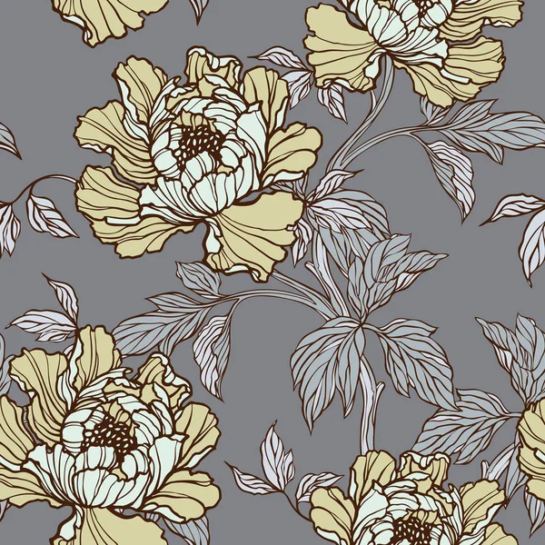 Elegance Seamless pattern with peonies or roses flowers