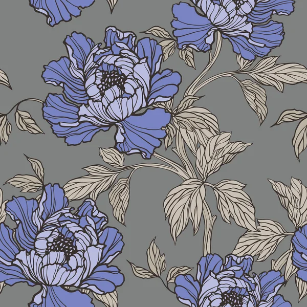 Elegance Seamless pattern with peonies or roses flowers