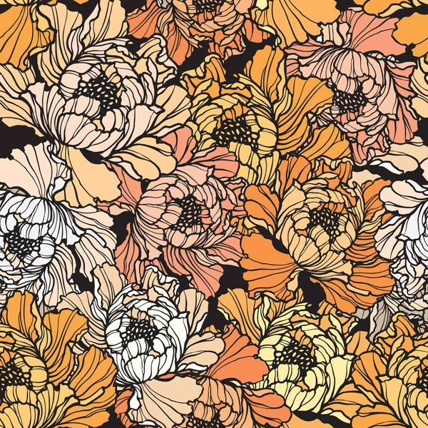 Elegance Seamless pattern with peonies or roses flowers