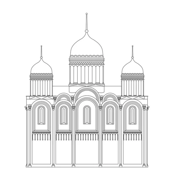 Isolated White Orthodox Church Sketch — Stock Vector
