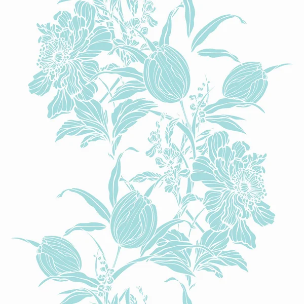 花ポピーの花とチューリップのシームレス パターン — ストックベクタ