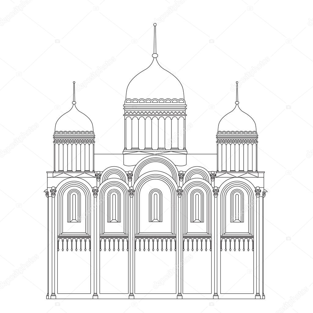 Isolated on white orthodox church sketch