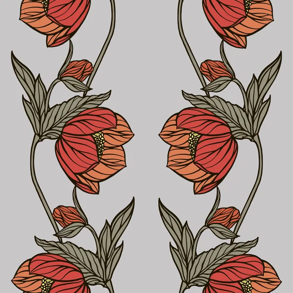 Φλοράλ Άνευ Ραφής Εικονογράφηση Λουλούδια — Διανυσματικό Αρχείο