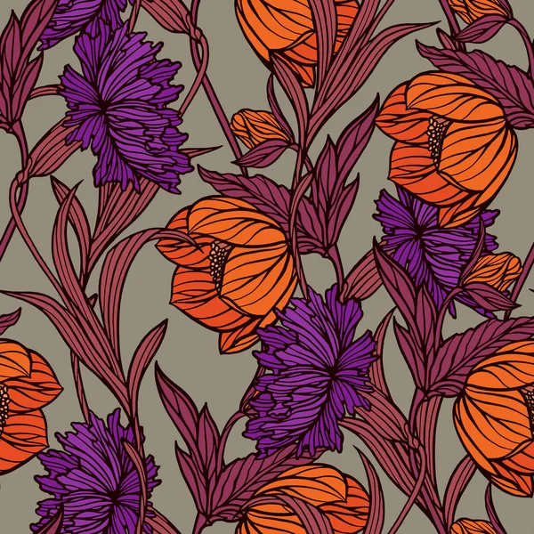 Elegance Seamless Pattern Flowers Carnation — Stock Vector