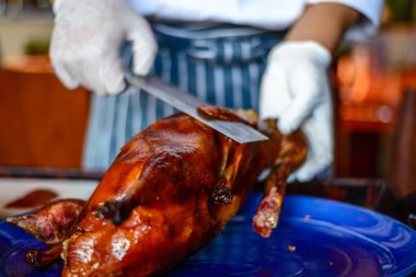 Çin Pekin ördeği hizmet doğrama Şef