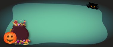 Cadılar Bayramı arka plan hüner ya da muamele etmek. Sihirli kazan ve tatlılar