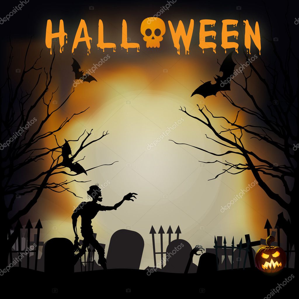Scary graveyard - Halloween background Stock Photo by ©IstONE_hun 127213288