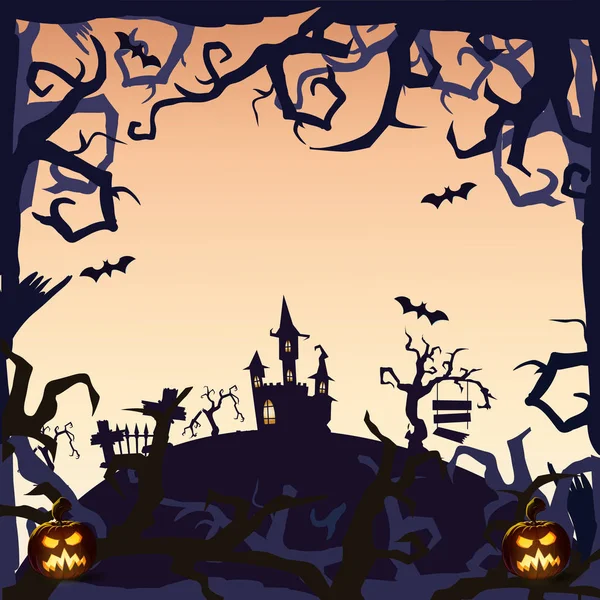 Ghost slott - Halloween bakgrund Royaltyfria Stockfoton