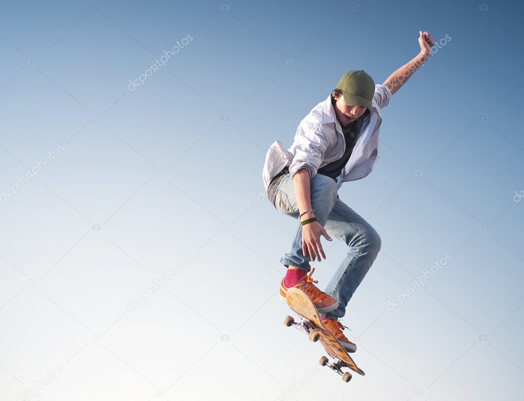 Skater on the sky background