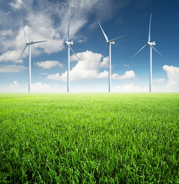 Wind turbines in field — Stock Photo, Image