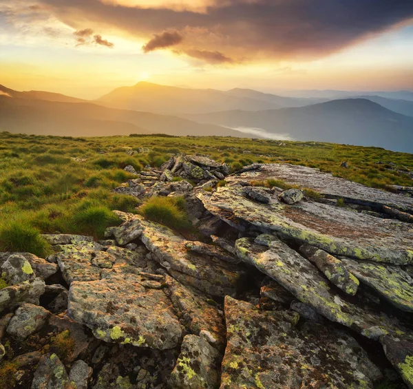 Rochers sur champ de montagne — Photo