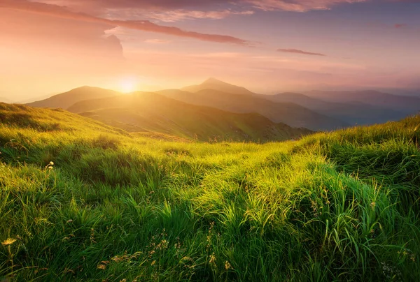 Gündoğumu sırasında dağ Vadisi