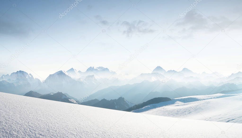 High mountain range in morning time