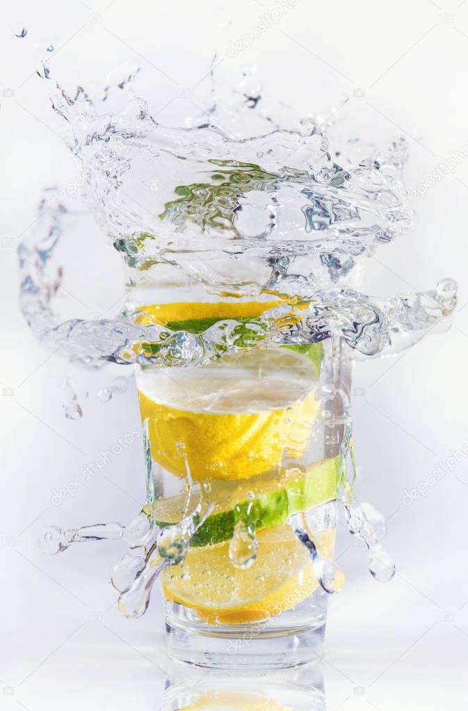 Lemons and limes in the glass