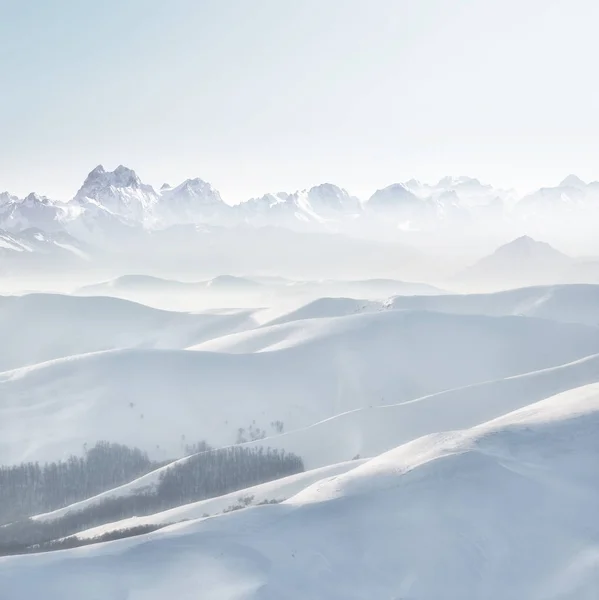 Montaña Invierno Durante Atardecer Paisaje Natural Invierno — Foto de Stock