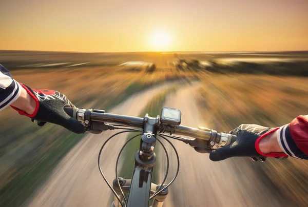 Fast Ride Bike Mountain Valley Sport Active Life Concept — Stock Photo, Image