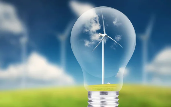 Wind Power Station Lamp Ecological Energy Concept — Stock Photo, Image