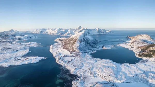 Panorama Montañas Mar Hermoso Paisaje Aéreo Natural Noruega —  Fotos de Stock