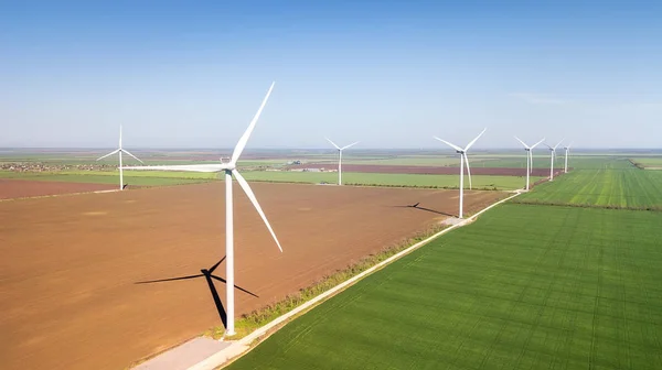 Vindkraftverk Fältet Koncept Och Idé Alternativ Energiutveckling — Stockfoto