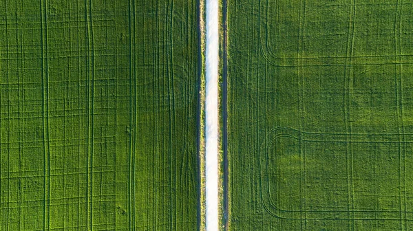Straße Auf Dem Feld Agrarlandschaft Aus Der Luft — Stockfoto