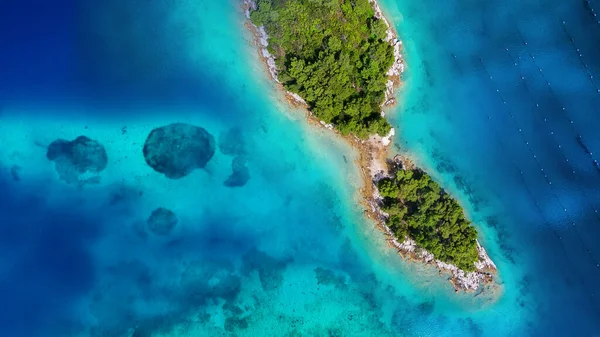 Vista Aérea Ilhas Mar Água Azul Ilhas Com Árvores Seascape — Fotografia de Stock