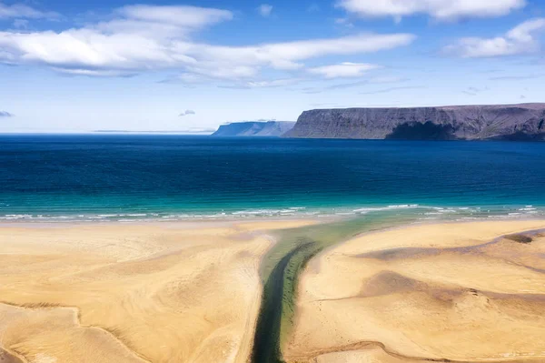 Islandia Vista Aérea Costa Las Montañas Océano Playa Mar Desde — Foto de Stock