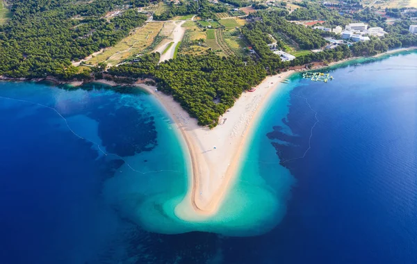 Hırvatistan Hvar Adası Bol Zlatni Rat Havadan Görünüm Havadan Plaj — Stok fotoğraf