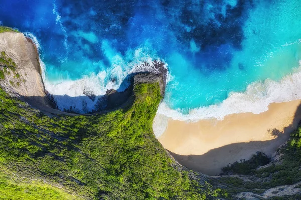 Вид Воздуха Море Скалы Бирюзовый Водный Фон Сверху Летний Морской — стоковое фото