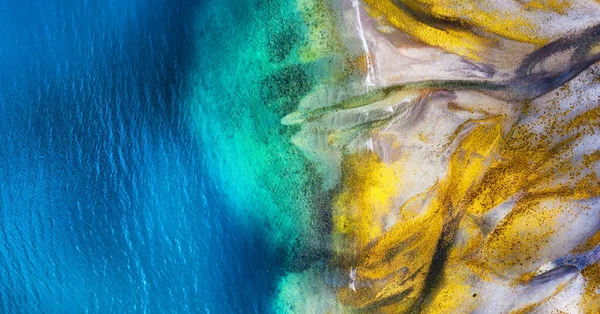 Ijsland Luchtfoto Kustlijn Strand Zee Vanuit Lucht Beroemde Plek Ijsland — Stockfoto