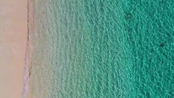 Pobřeží Vlnami Jako Pozadí Horního Pohledu Modrá Voda Pozadí Dronu — Stock video