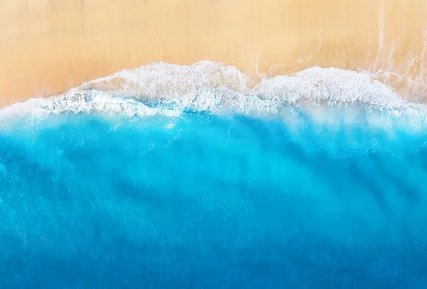 Costa Com Ondas Como Fundo Vista Superior Fundo Água Azul — Fotografia de Stock