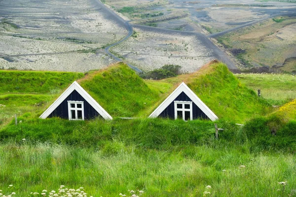 Staré Historické Domy Islandu Přirozené Ledové Pozadí Cestování Islandu Slavné — Stock fotografie