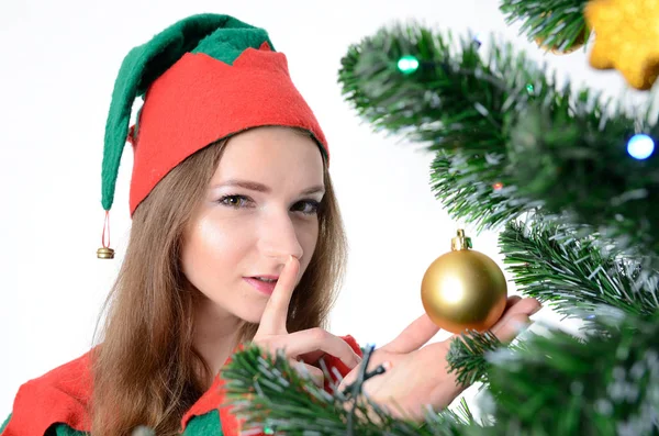 Menina em traje de Natal — Fotografia de Stock