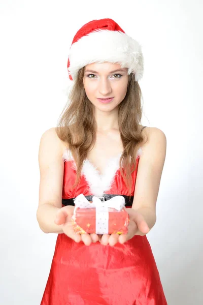 Menina em traje de Natal — Fotografia de Stock