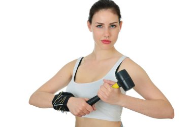 Strong woman with tools clipart