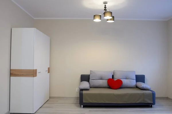 New apartment with simple furnitures in Wroclaw, Poland. Studio type apartment with area of 31 sqm.