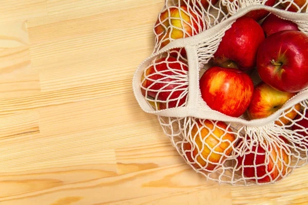 Cotton eco-friendly mesh bag with apples