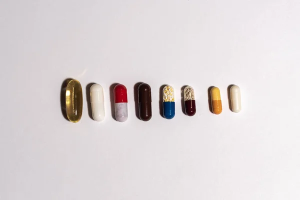 Colorful Capsules Pills Tablets White Background — Stock Photo, Image