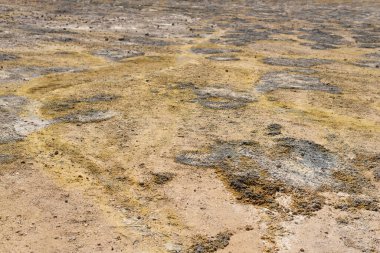 Kükürt kristalinin makrofotosu. Stefanos krateri Yunanistan 'daki Nisyros kraterlerinden biridir.