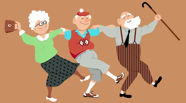 Happy seniors dancing — Stock vektor