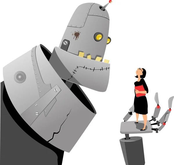 Robot y humano — Vector de stock