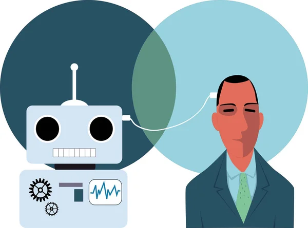 Connection robot and person — Stock Vector